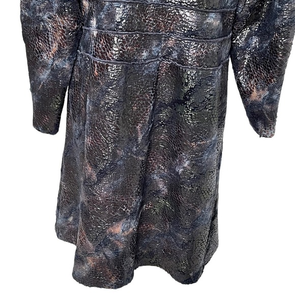 Linda Lundstrom Women’s Reptile Snake Skin Embossed Coat Plus Size 16 Zip Detail - Picture 6 of 9